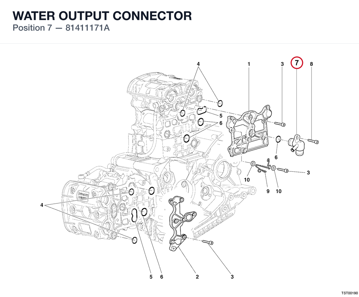 WATER OUTPUT CONNECTOR 81411171A diagram position