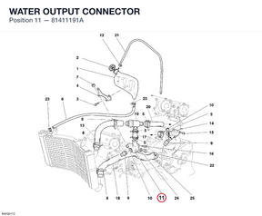 WATER OUTPUT CONNECTOR 81411191A diagram position