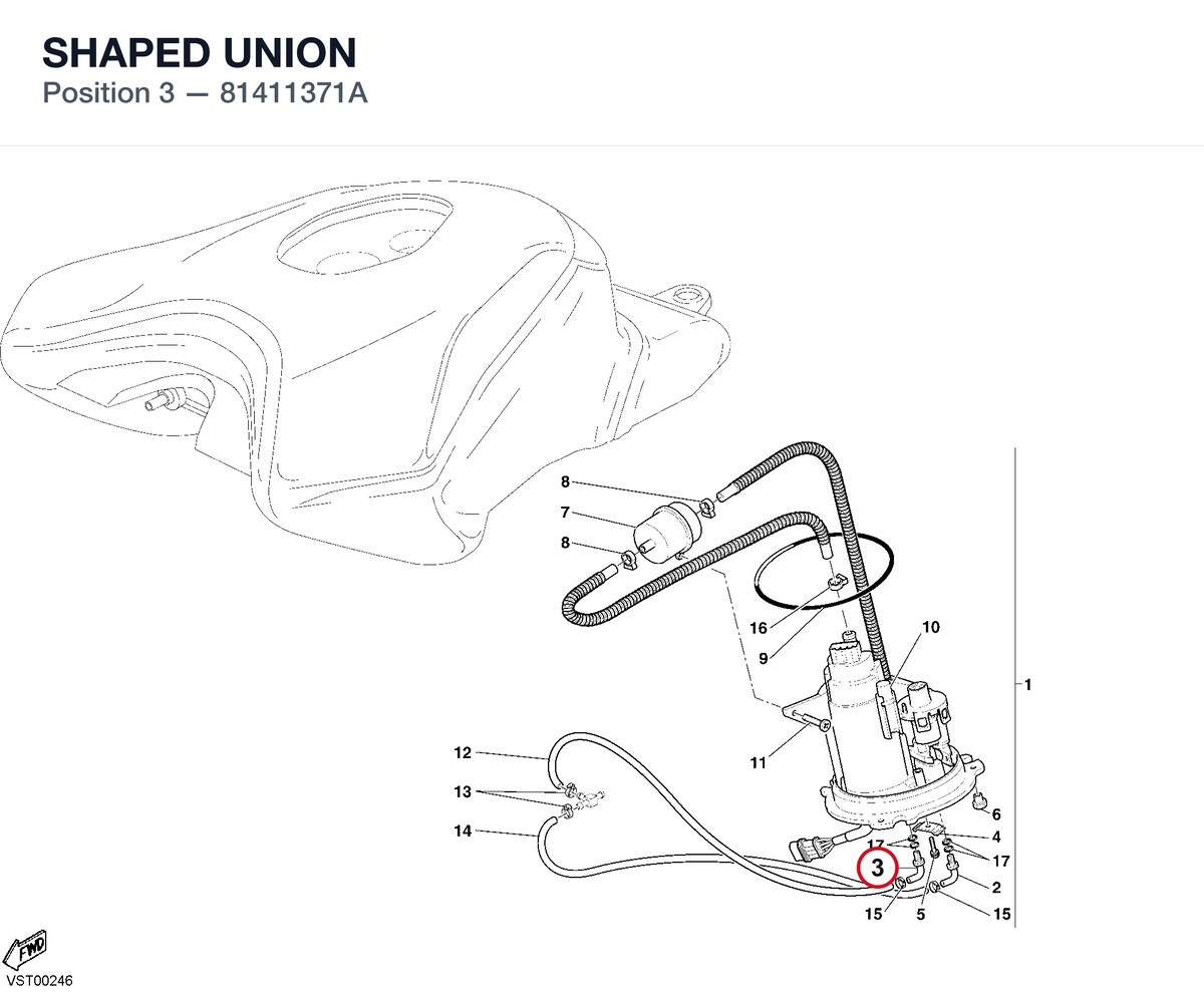 SHAPED UNION 81411371A diagram position