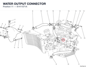 WATER OUTPUT CONNECTOR 81411571A diagram position