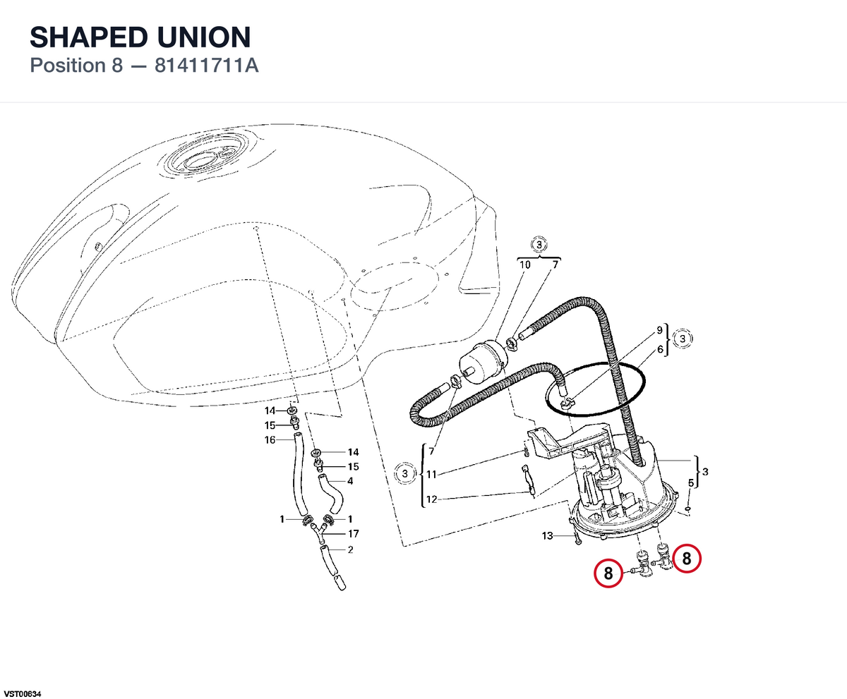 SHAPED UNION 81411711A diagram position