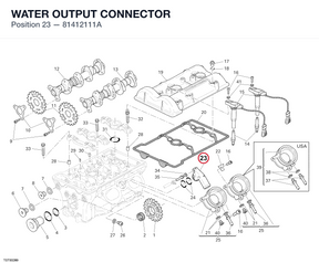 WATER OUTPUT CONNECTOR 81412111A diagram position