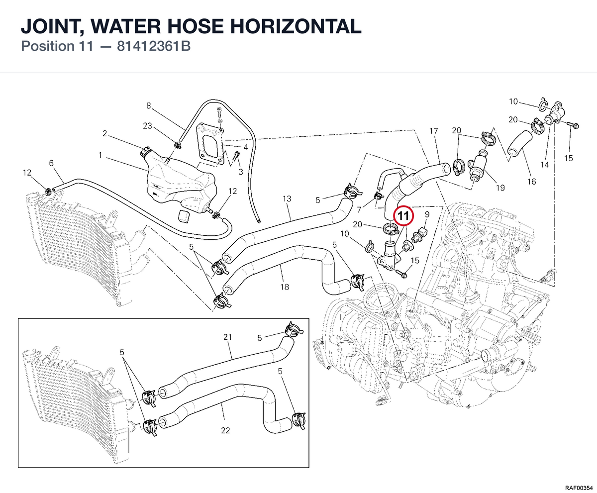 JOINT, WATER HOSE HORIZONTAL 81412361B diagram position