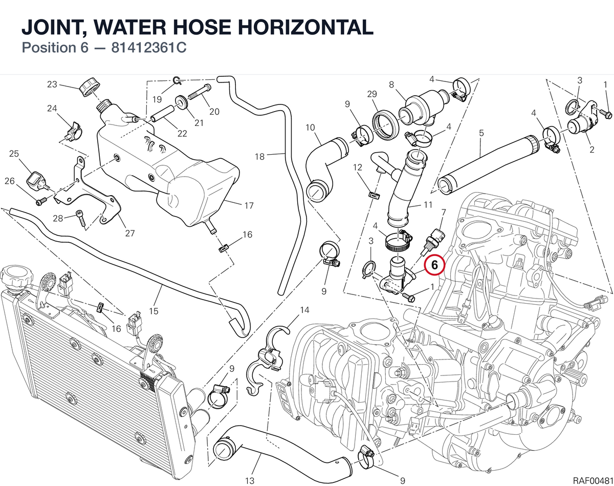 JOINT, WATER HOSE HORIZONTAL 81412361C diagram position