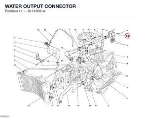 WATER OUTPUT CONNECTOR 81412601A diagram position
