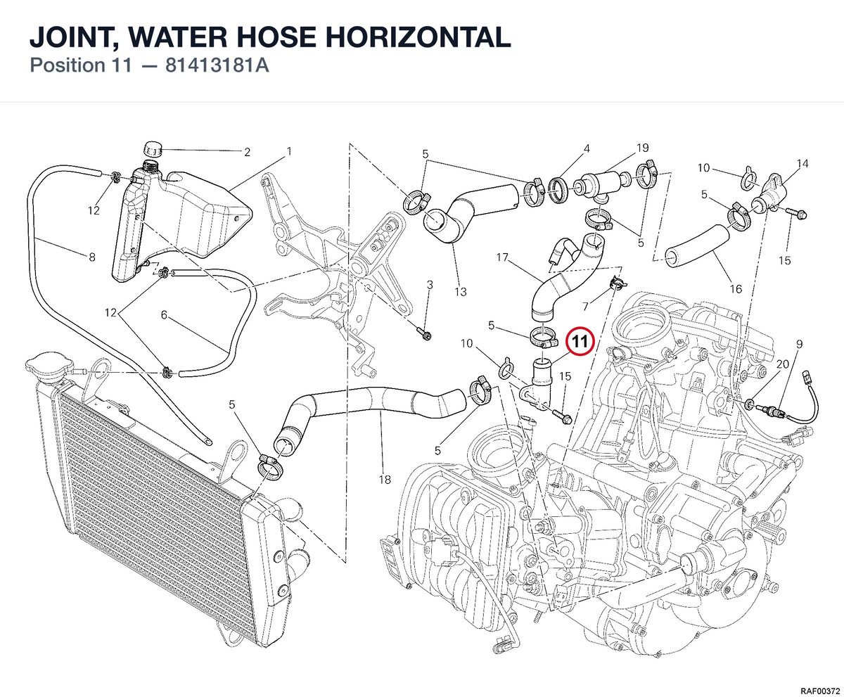 JOINT, WATER HOSE HORIZONTAL 81413181A diagram position