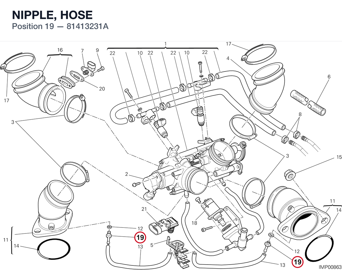 NIPPLE, HOSE 81413231A diagram position