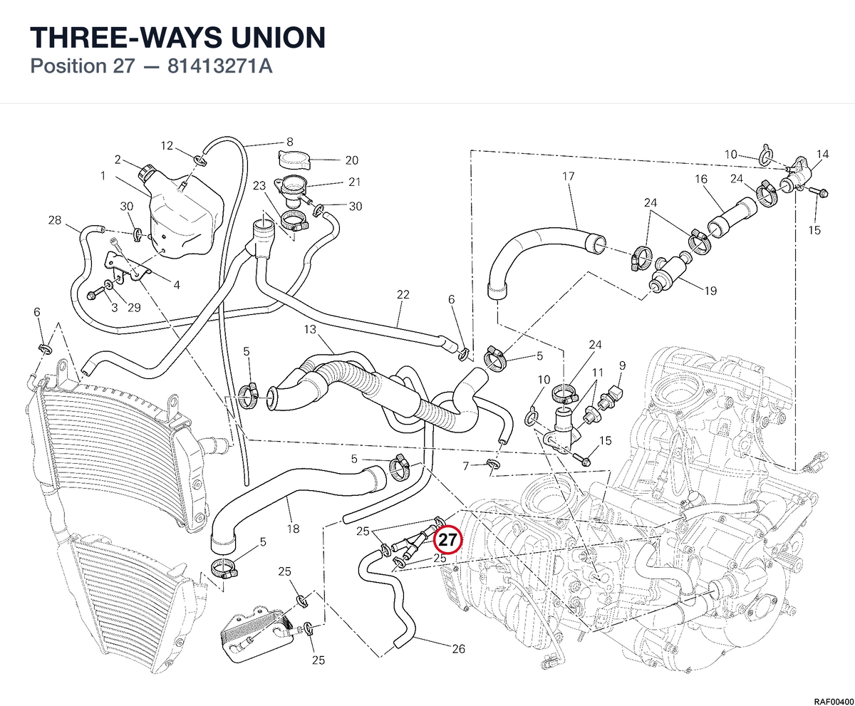 THREE-WAYS UNION 81413271A diagram position