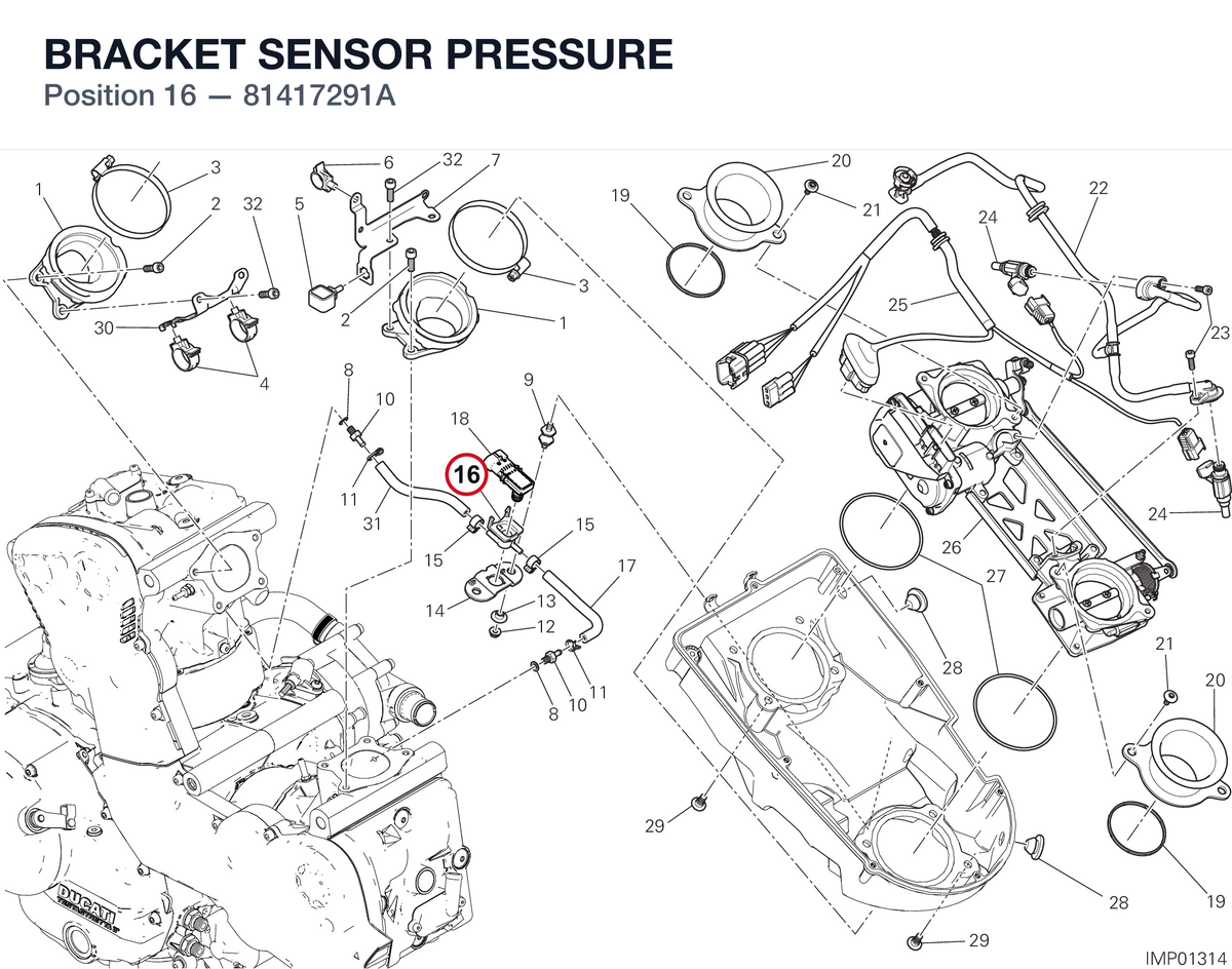 BRACKET SENSOR PRESSURE 81417291A diagram position