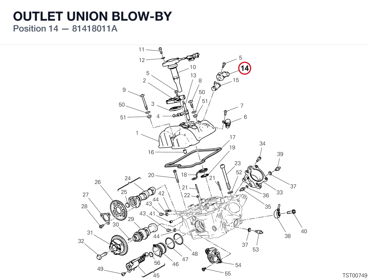 OUTLET UNION BLOW-BY 81418011A diagram position