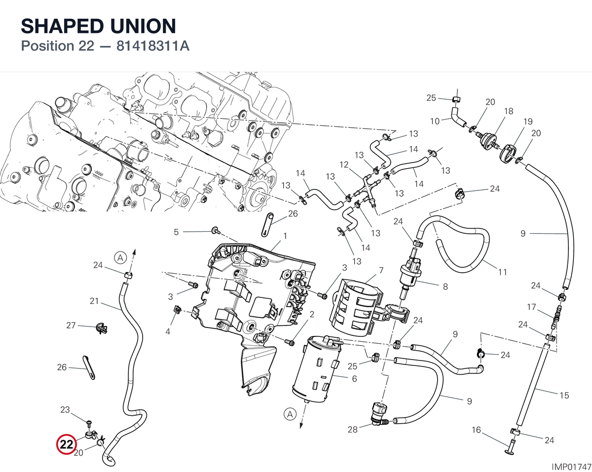 SHAPED UNION 81418311A diagram position