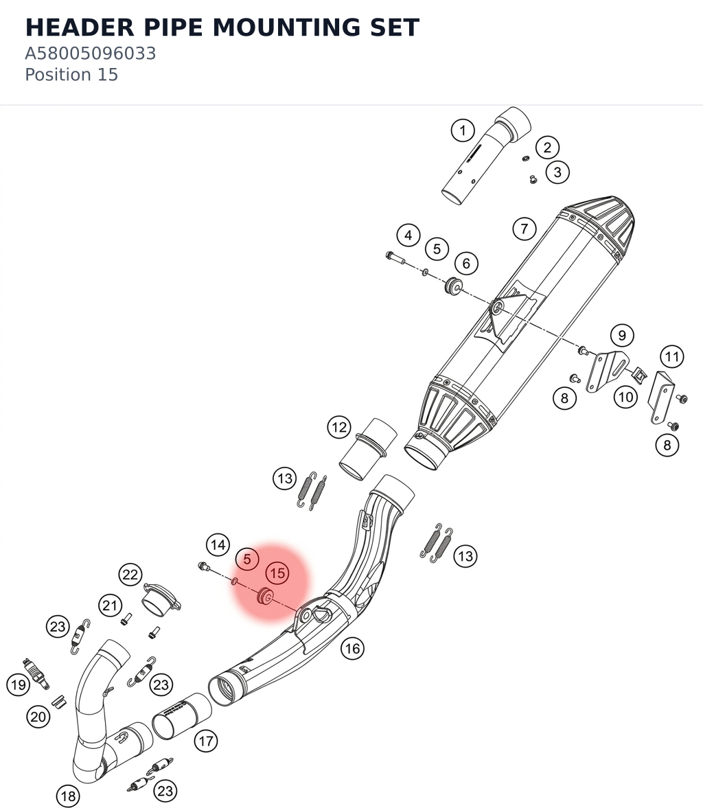 Diagram preview: HEADER PIPE MOUNTING SET (A58005096033)