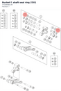Diagram preview: Bucket f. shaft seal ring 25X1 (77204080130)