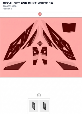 Diagram preview: DECAL SET 690 DUKE WHITE 16 (76008099500)