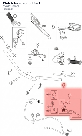 Diagram preview: Clutch lever cmpl. black (63602031000C1)