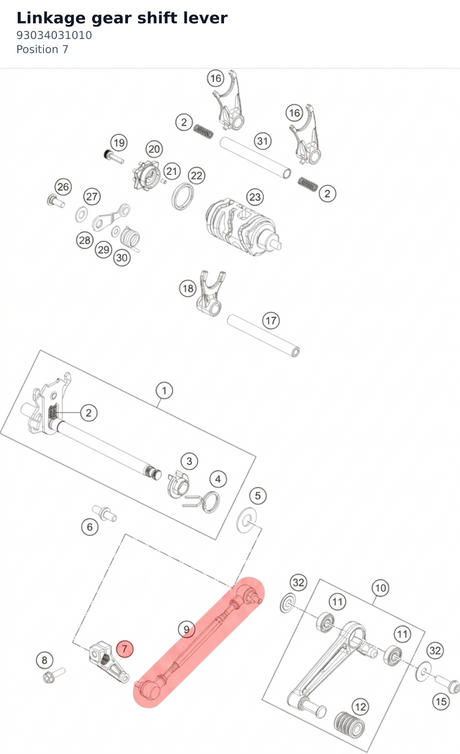 Diagram preview: Linkage gear shift lever (93034031010)