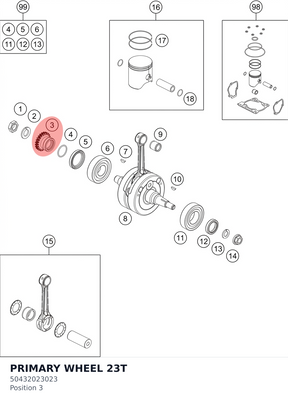 Diagram preview: PRIMARY WHEEL 23T (50432023023)