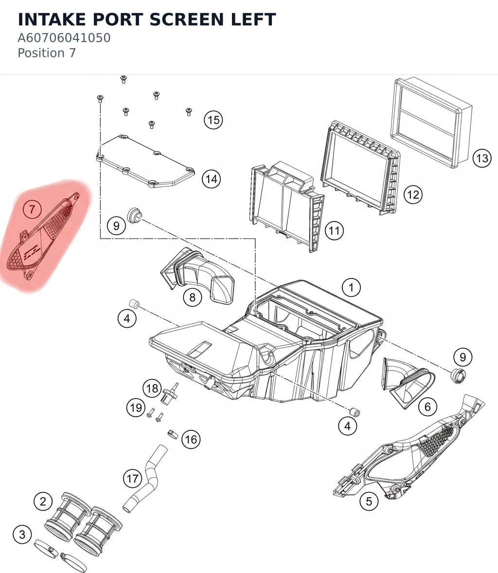 Diagram preview: INTAKE PORT SCREEN LEFT (A60706041050)