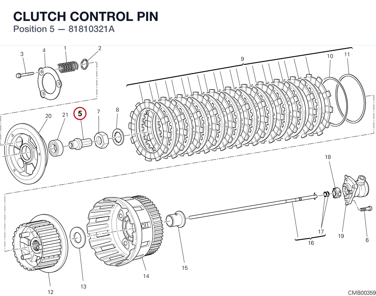 CLUTCH CONTROL PIN 81810321A diagram position