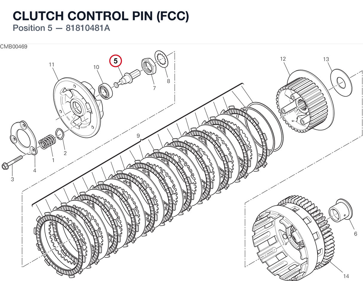 CLUTCH CONTROL PIN (FCC) 81810481A diagram position