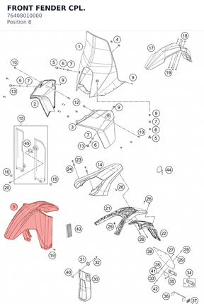 Diagram preview: FRONT FENDER  CPL. (76408010000)