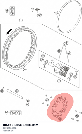 Diagram preview: BRAKE DISC 198X3MM (46209160000)
