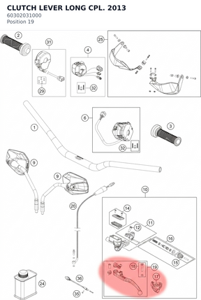 Diagram preview: CLUTCH LEVER LONG CPL. 2013 (60302031000)