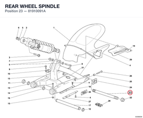 REAR WHEEL SPINDLE 81910091A diagram position