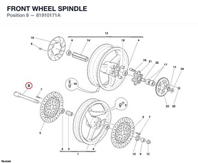 FRONT WHEEL SPINDLE 81910171A diagram position