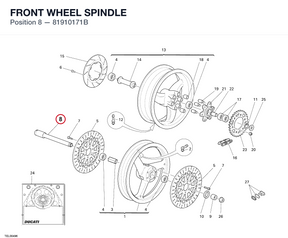 FRONT WHEEL SPINDLE 81910171B diagram position