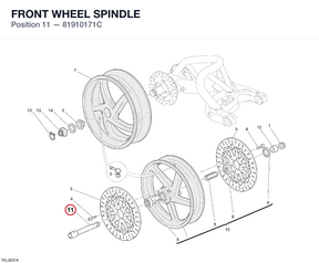 FRONT WHEEL SPINDLE 81910171C diagram position