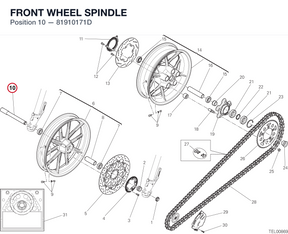 FRONT WHEEL SPINDLE 81910171D diagram position