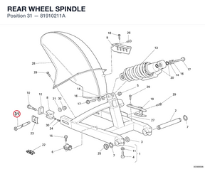 REAR WHEEL SPINDLE 81910211A diagram position
