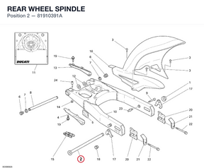 REAR WHEEL SPINDLE 81910391A diagram position