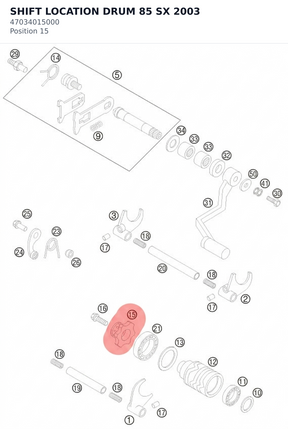 Diagram preview: SHIFT LOCATION DRUM 85 SX 2003 (47034015000)