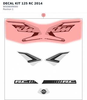 Diagram preview: DECAL KIT 125 RC  2014 (90508099000)