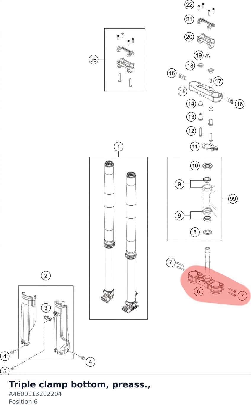 Diagram preview: Triple clamp bottom, preass., (A4600113202204)