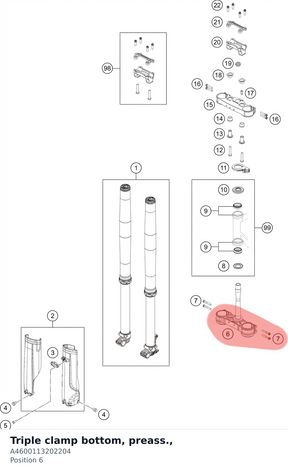 Diagram preview: Triple clamp bottom, preass., (A4600113202204)
