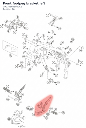Diagram preview: Front footpeg bracket left (C90703038000C1)
