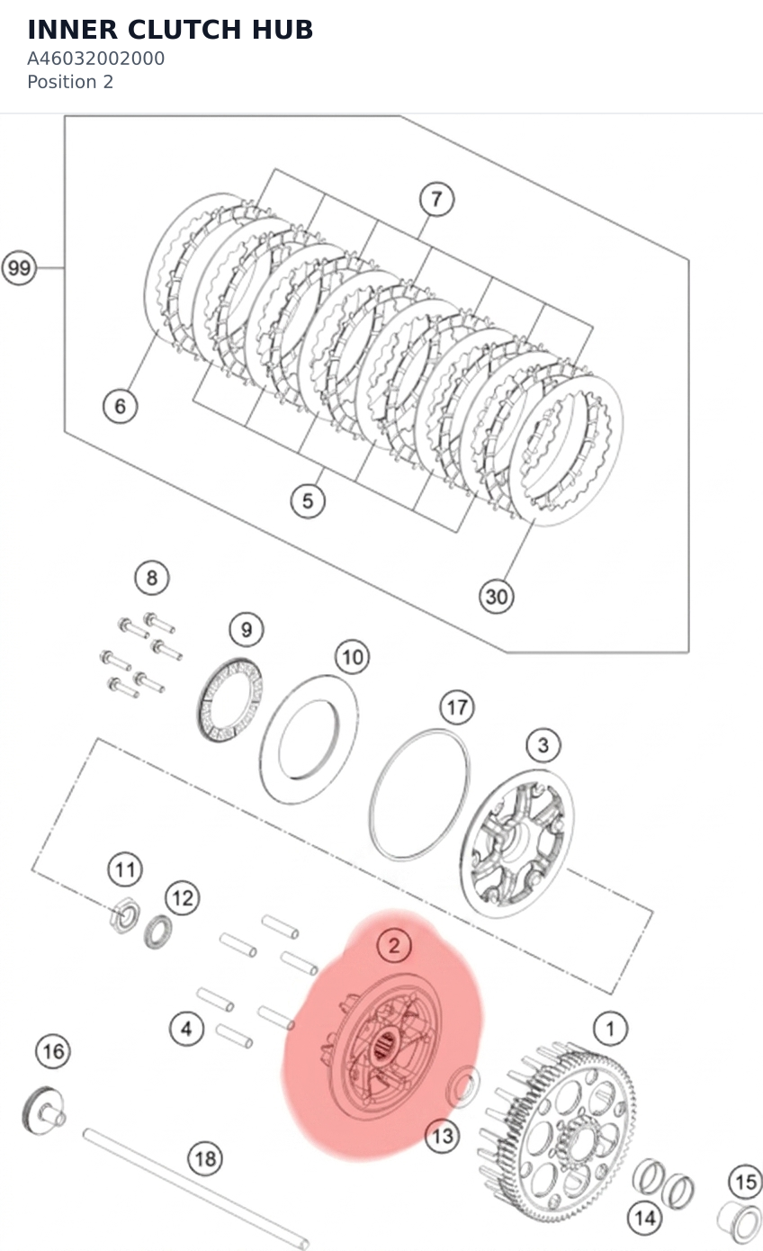 Diagram preview: INNER CLUTCH HUB (A46032002000)