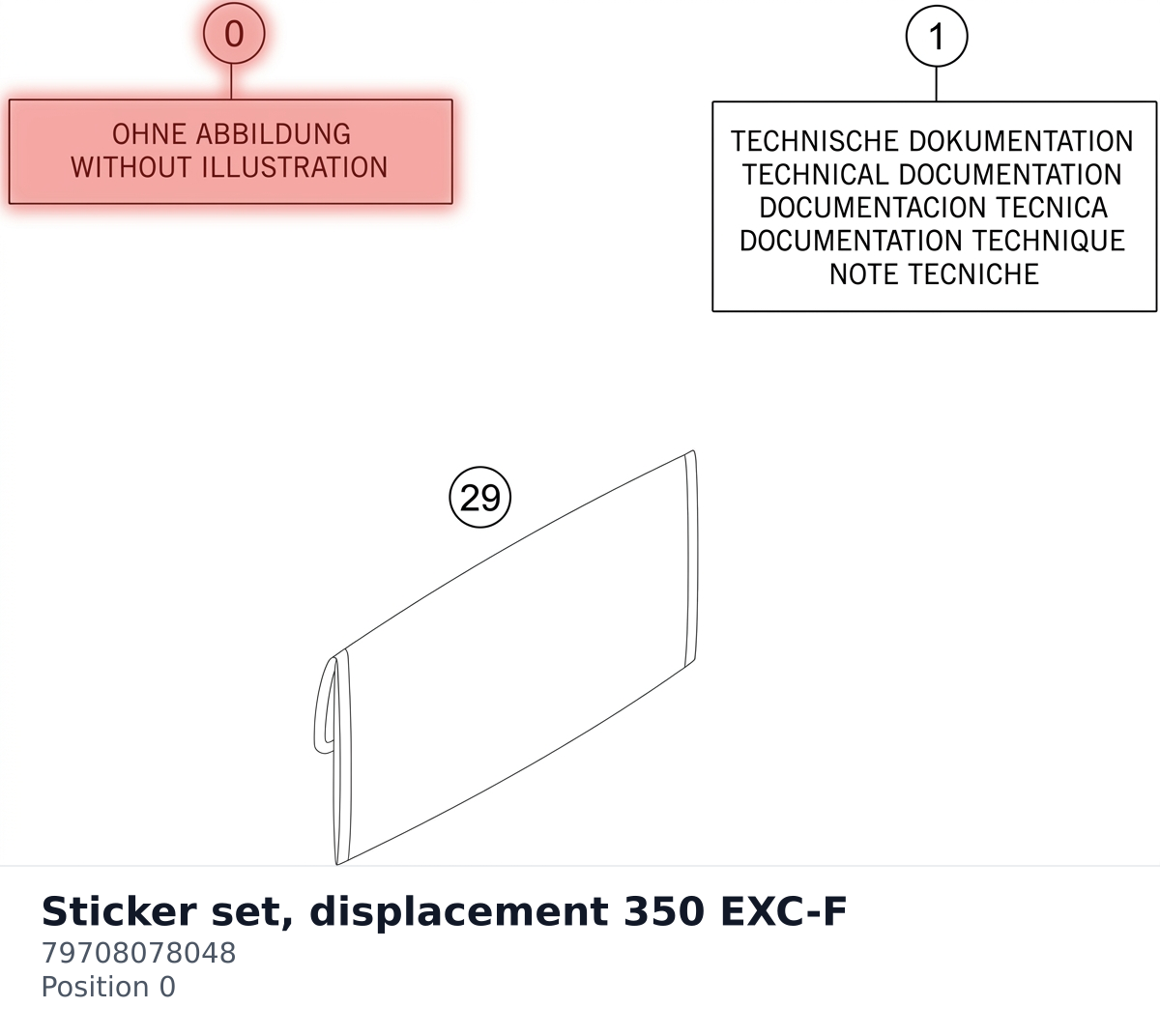 Diagram preview: Sticker set, displacement 350 EXC-F (79708078048)