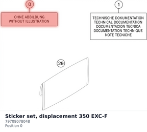 Diagram preview: Sticker set, displacement 350 EXC-F (79708078048)