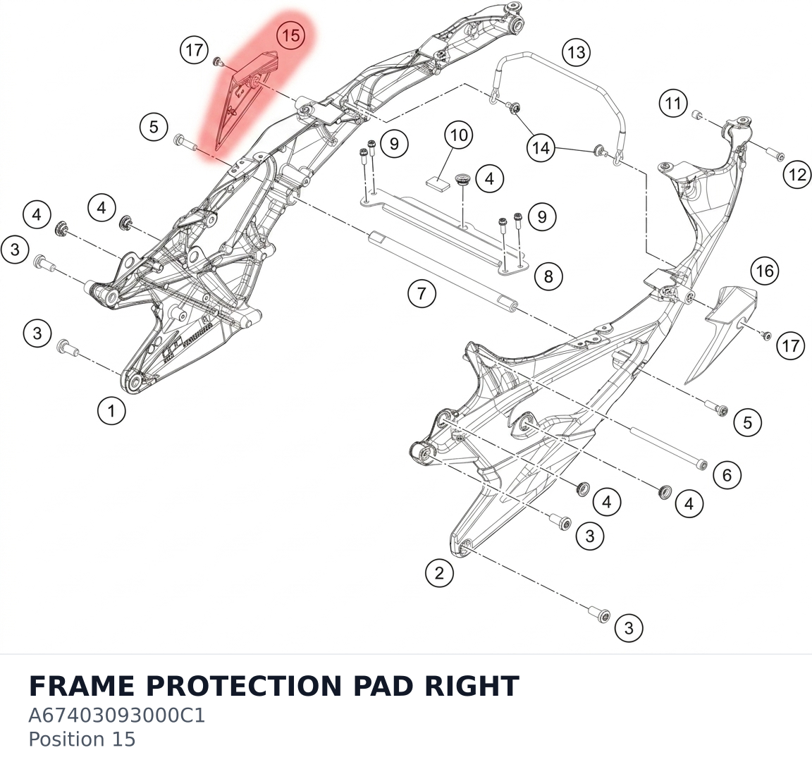 Diagram preview: FRAME PROTECTION PAD RIGHT (A67403093000C1)