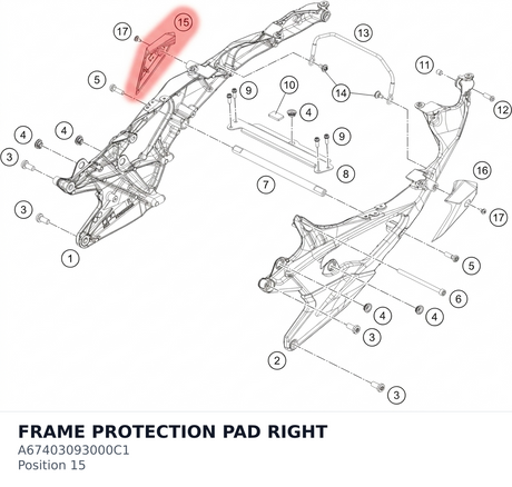 Diagram preview: FRAME PROTECTION PAD RIGHT (A67403093000C1)