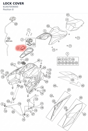 Diagram preview: LOCK COVER (61407059000)