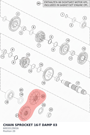 Diagram preview: CHAIN SPROCKET 16-T DAMP 03 (60033129016)