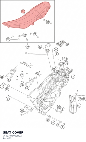 Diagram preview: SEAT COVER (76907040050HDA)
