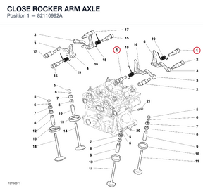 CLOSE ROCKER ARM AXLE 82110992A diagram position