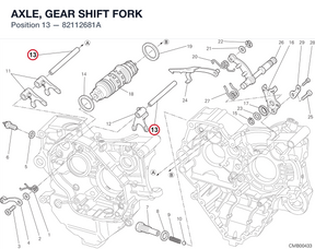 AXLE, GEAR SHIFT FORK 82112681A diagram position