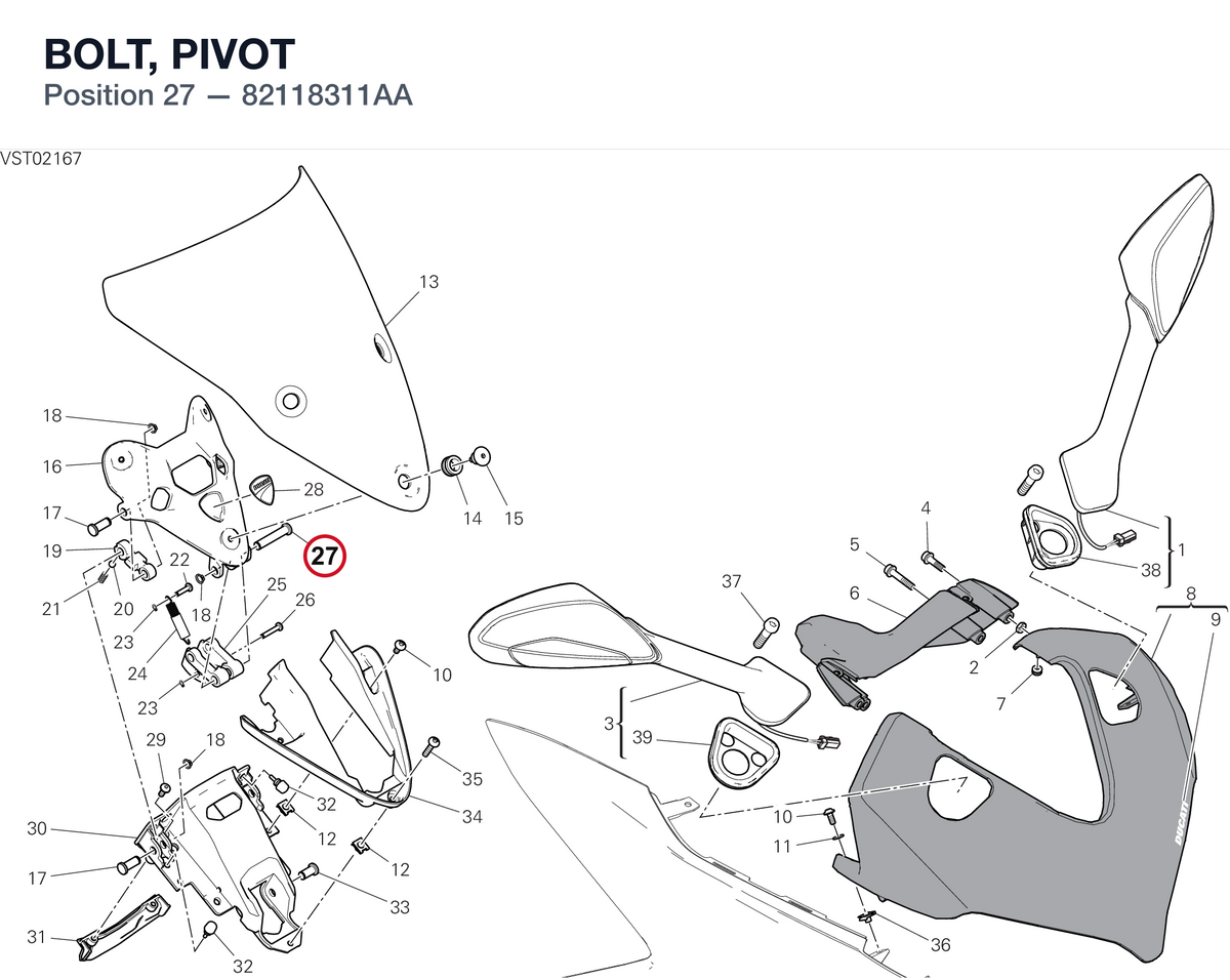 BOLT, PIVOT 82118311AA diagram position